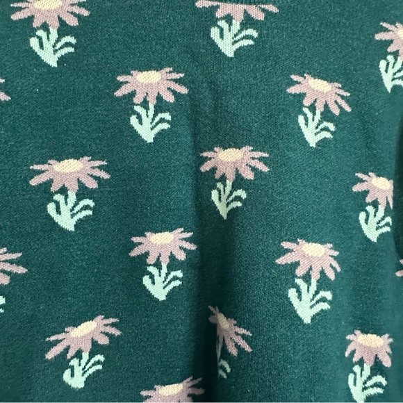 Compania Fantastica Jacquard Sweater Small Long Sleeve Daisy Floral turquoise - Picture 7 of 11